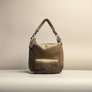 Coach Kristin Hobo Bag 14783 Bronze Metallic Leather Gunmetal Convertible Purse